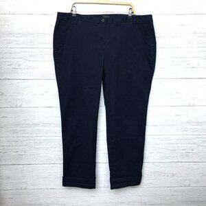 NEW Talbots Women's Navy Blue Chinos Cotton Blend Straight Leg Pants size 18W